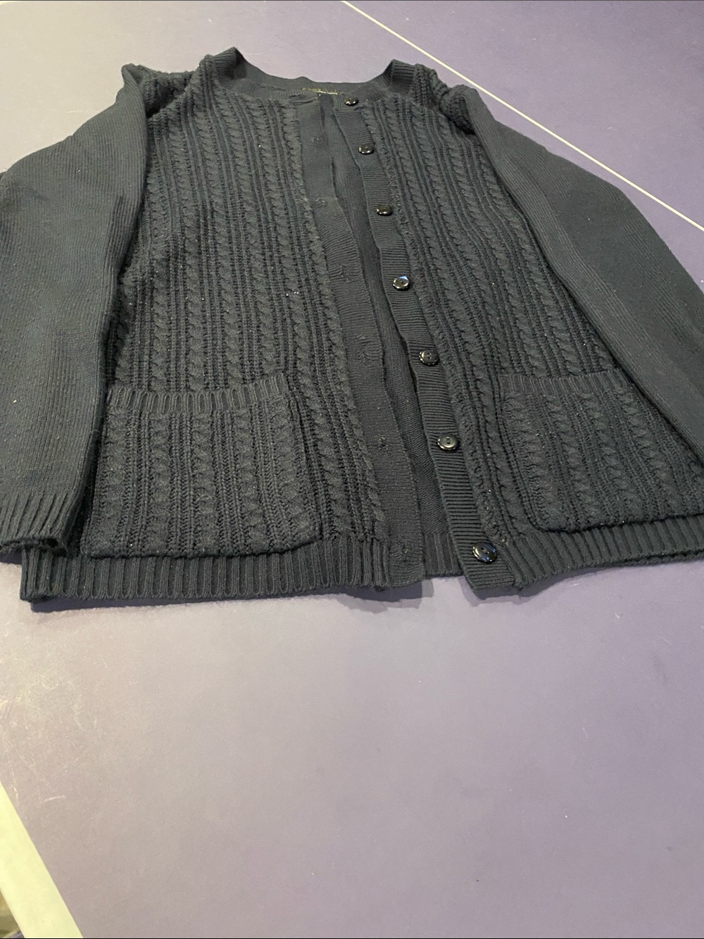 Men's Navy Cable-Knit Button Cardigan Sweater